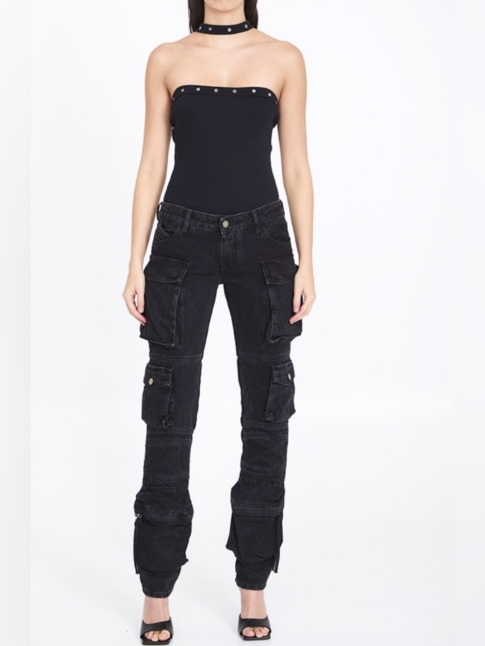 The Attico Essie Cargo Jeans - Black